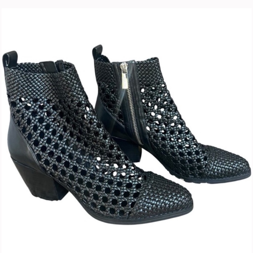 Michael Kors Black Mid Woven Ankle Booties - Picture 2 of 9